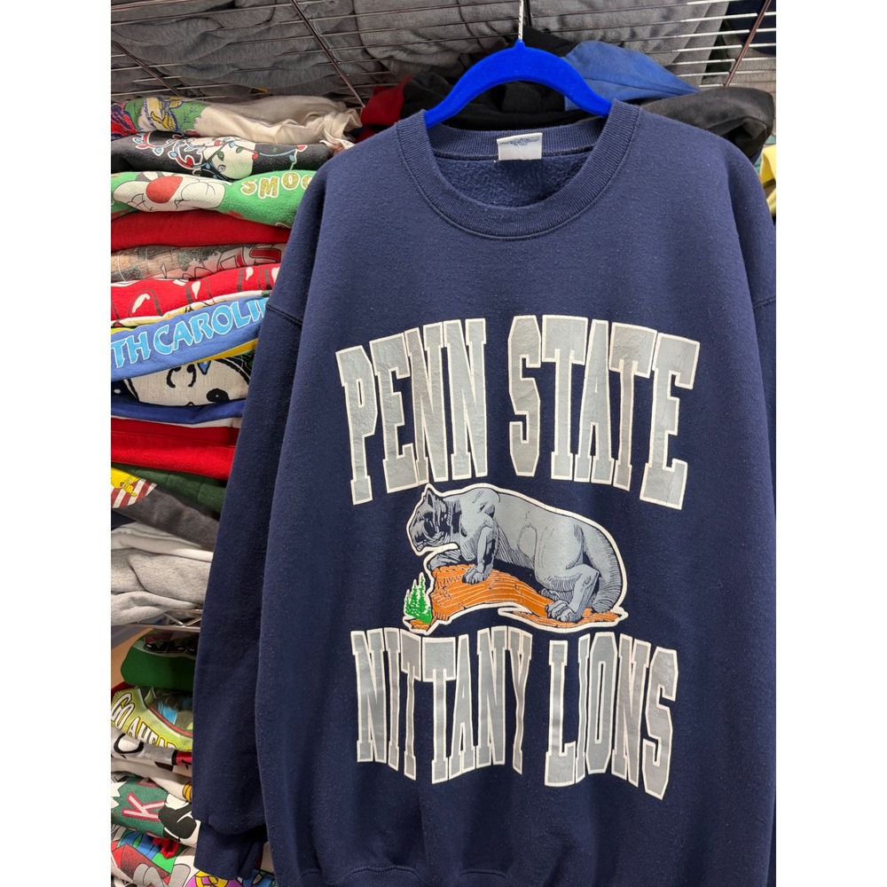 Vintage 90s Penn State University Nittany Lions Sweatshirt Navy Blue XL USA Made